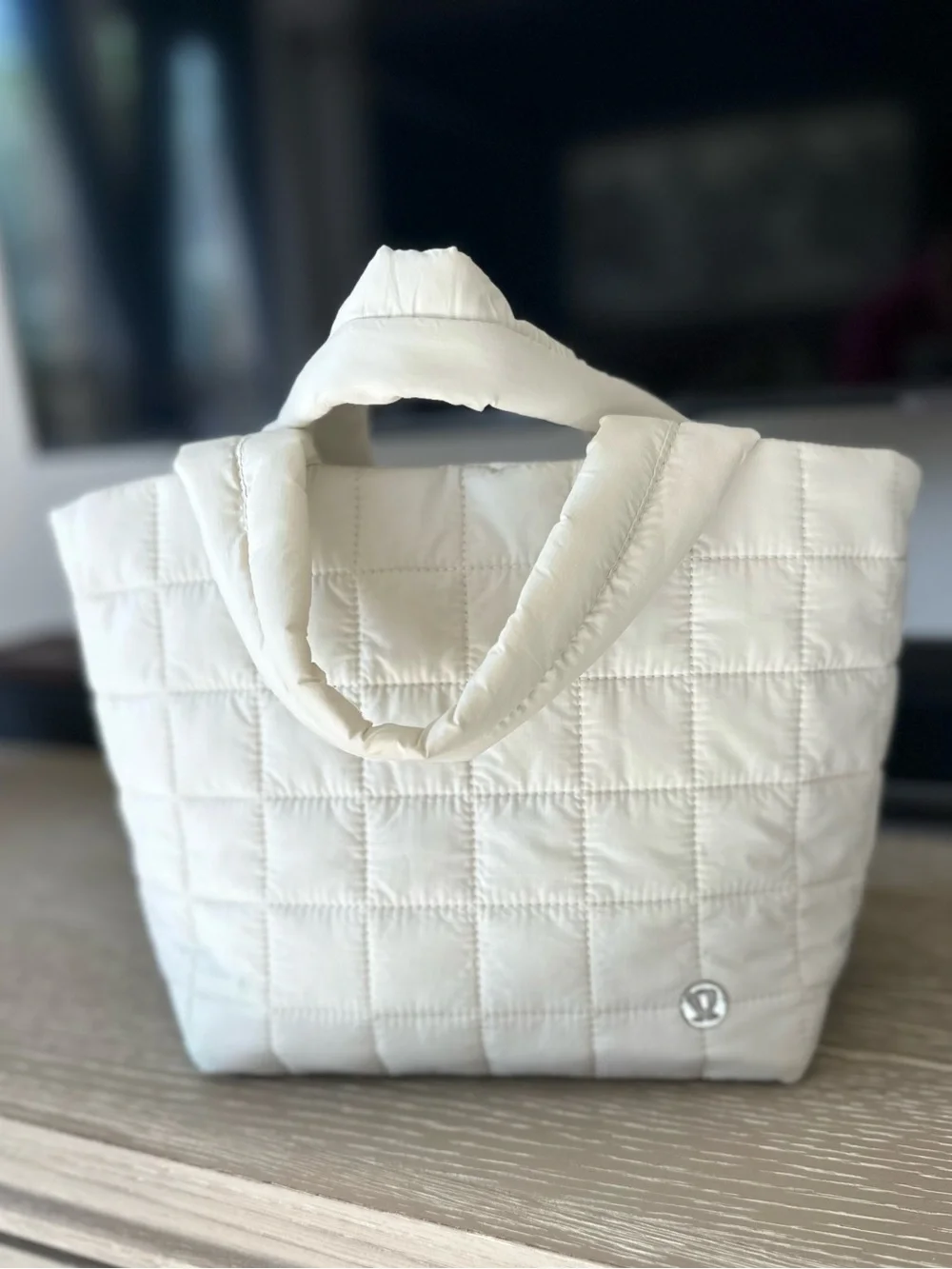 Lululemon Quilted Grid Tote Bag Small - Light Ivory (No Strap)